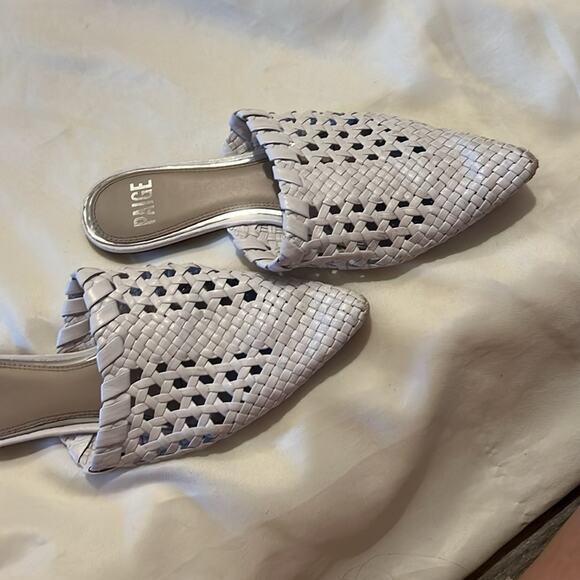 Paige Alana Woven Leather Mules - White size 7.5 - Picture 4 of 6